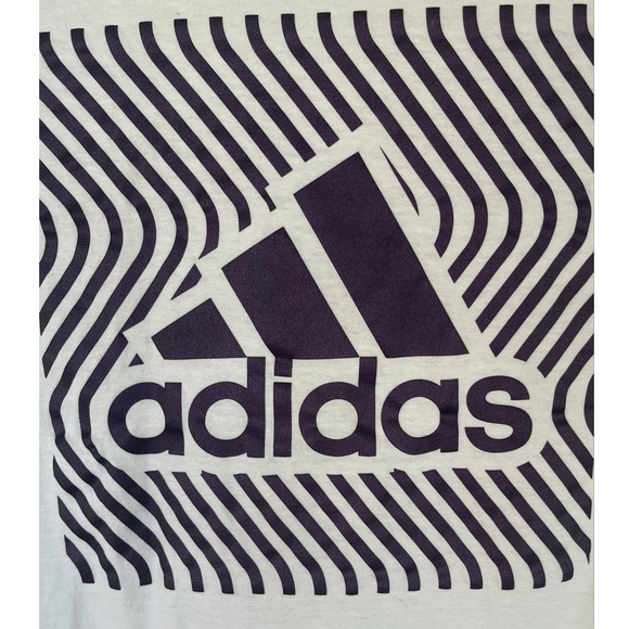 Adidas Men’s Chest Logo Purple Print Round Neck Cotton Blend Tee Size Large - Picture 4 of 7